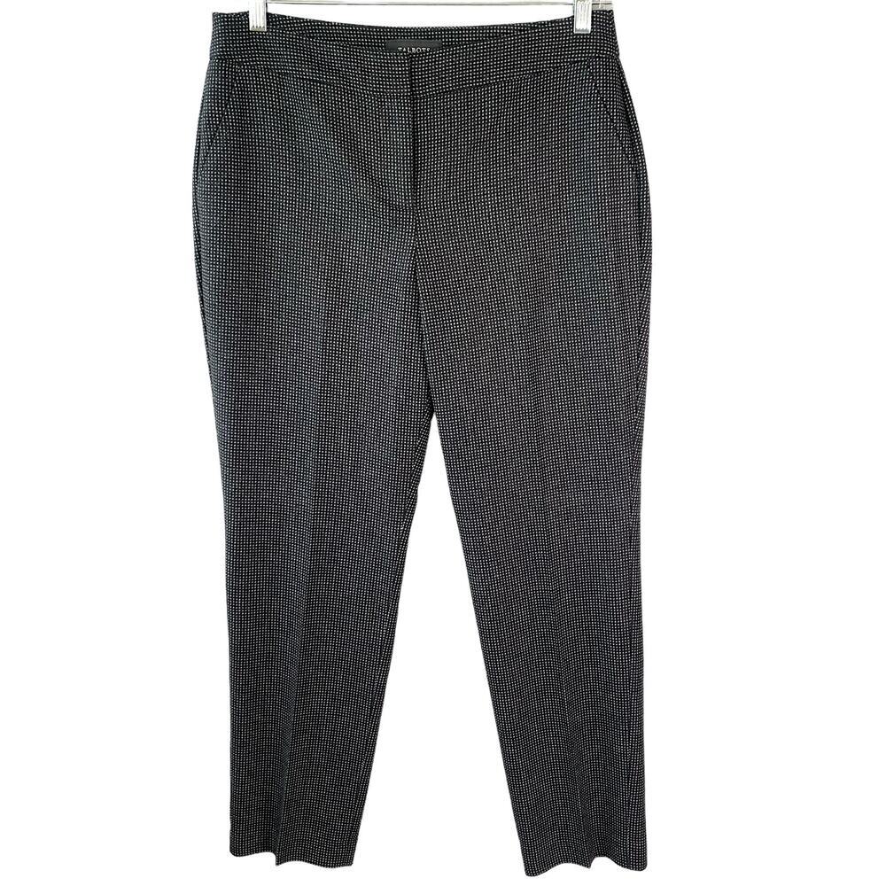 Talbots Wool Blend Curvy Trouser Casual Pants Women Size 10 Pin Dots Black Gray